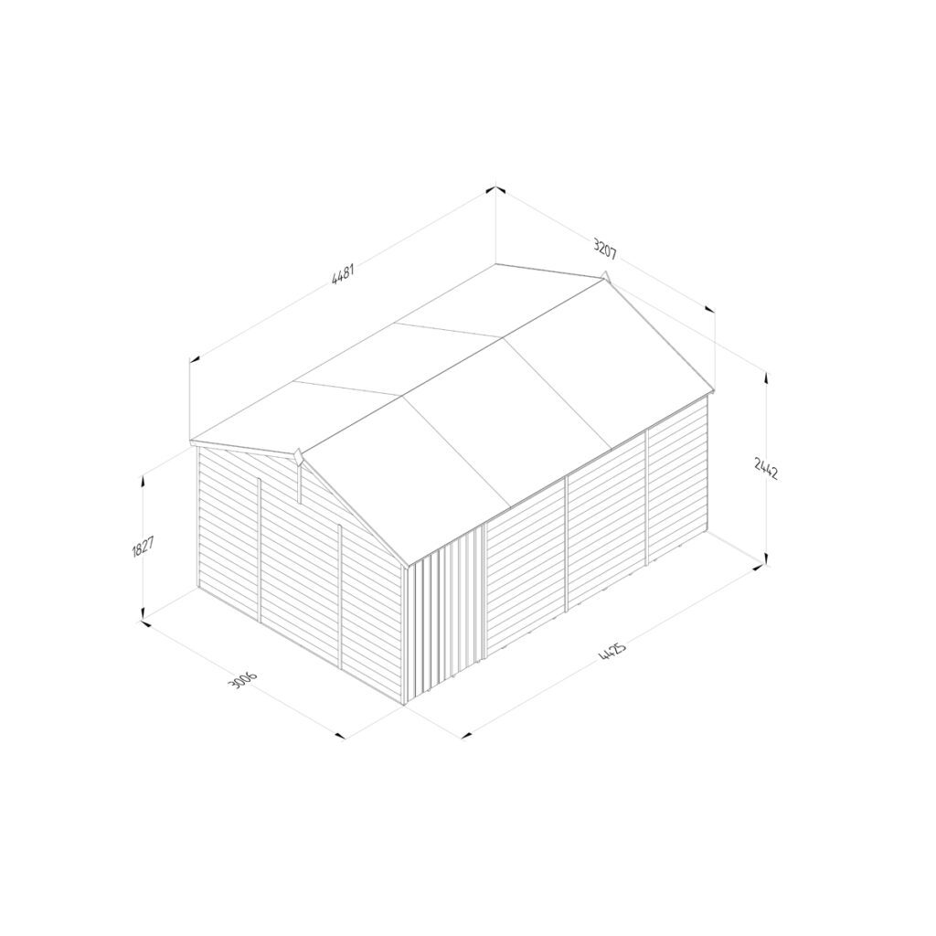 4LIFE Reverse Apex Shed 15×10 – Double Door – No Windows 5013053200902 2